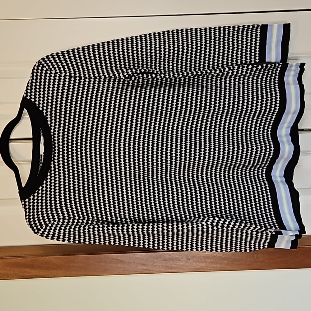 Halogen LP crew neck sweater black and white with trim